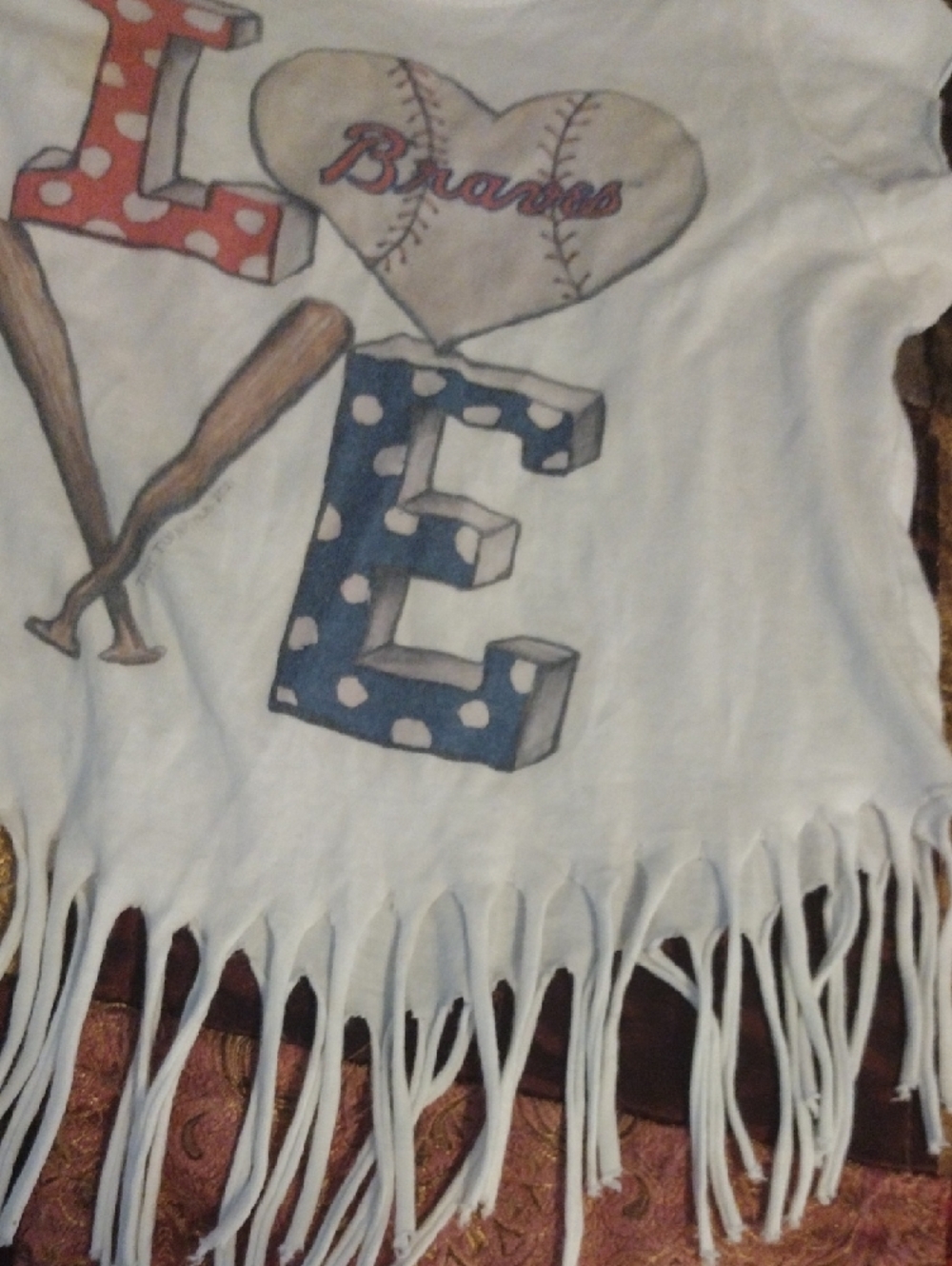 Tiny Turnip TT Gear White 'Love Braves' Short Sleeve Fringe Tee - Picture 7 of 12
